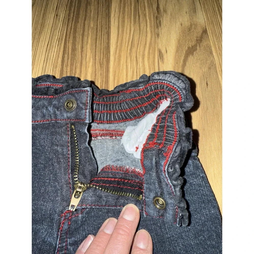 The‎ Children's Place TCP Girls 3T Denim Flared Jeans Red Plaid EUC Y2K